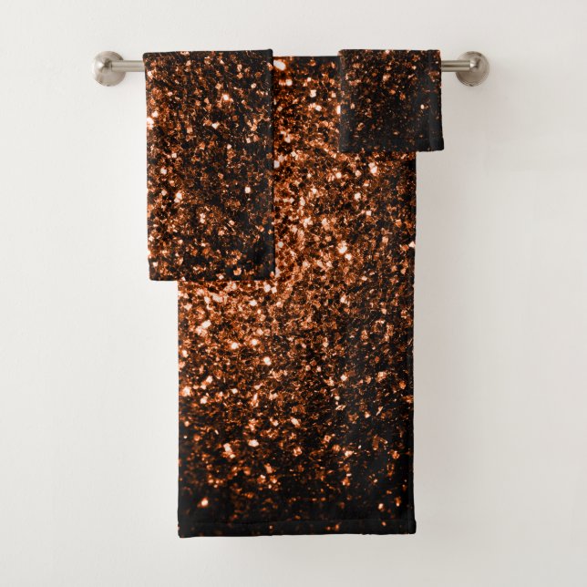 Bronze Orange Brown glitters sparkles Bath Towel Set (Insitu)