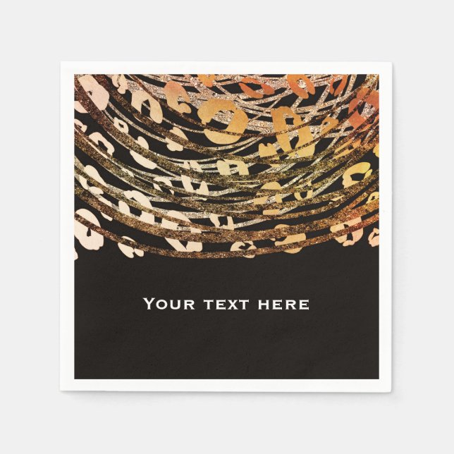 Bronze Orange Cheetah Exotic Print Party Napkin (Front)