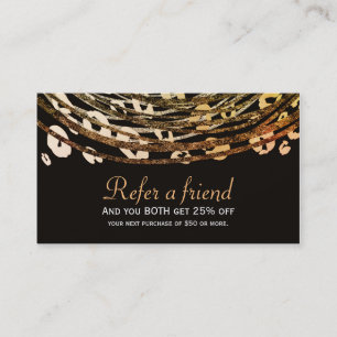 Bronze Orange Cheetah Exotic Refer a Friend Client Referral Card