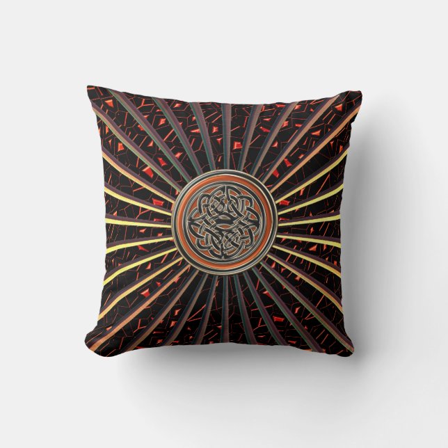 Bronze Orange Metallic Pillow with Celtic Knot (Front)