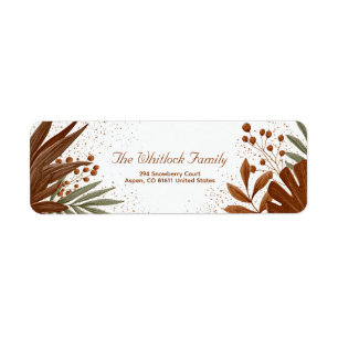 Bronze Palm Sienna Monstera Gold Botanical Return Address Label