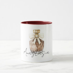 Bronze Perfume Bottle Cream Bow Mug