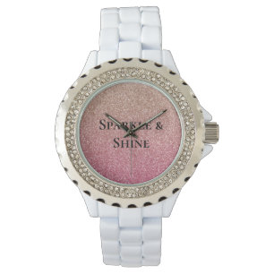 Bronze Pink Faux Glitter Watch