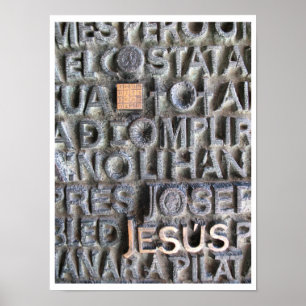 Bronze Plaque Jesus Sagrada Familia Photo Poster