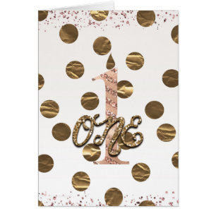 Bronze Polka Dots Rose Gold ONE 1 1st Birthday