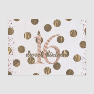 Bronze Polka Dots Rose Gold Sweet 16 Birthday Tissue Paper