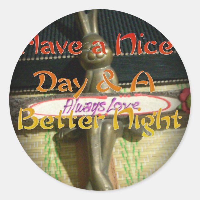 Bronze Rabbit Sculpture with Inspirational Quotes  Classic Round Sticker (Front)