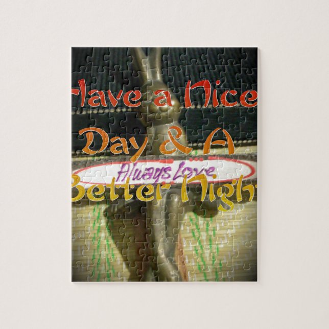 Bronze Rabbit Sculpture with Inspirational Quotes  Jigsaw Puzzle (Vertical)