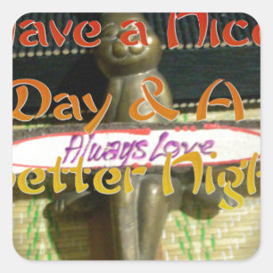 Bronze Rabbit Sculpture with Inspirational Quotes  Square Sticker