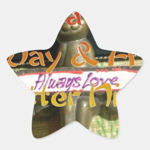 Bronze Rabbit Sculpture with Inspirational Quotes  Star Sticker