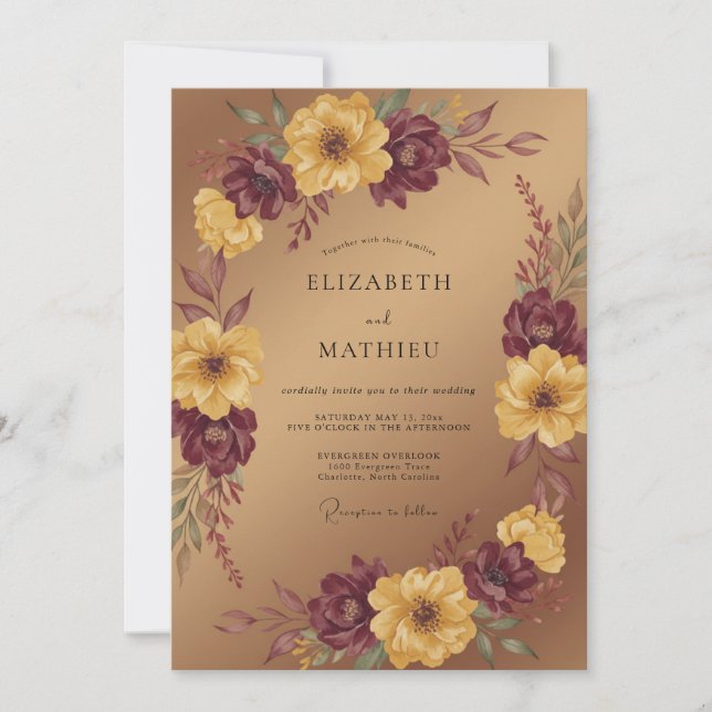 Bronze Radiant Autumnal Wedding Invitation (Front)