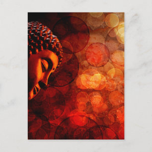 Bronze Red Zen Buddha Statue Meditating Postcard