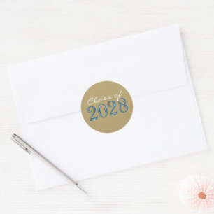 Bronze & Royal Blue Grad Envelope Seal Stickers