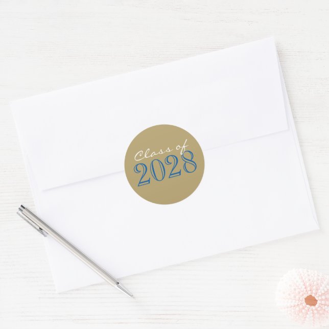 Bronze & Royal Blue Grad Envelope Seal Stickers (Envelope)