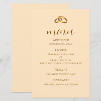 Bronze Script Wedding Menu Card