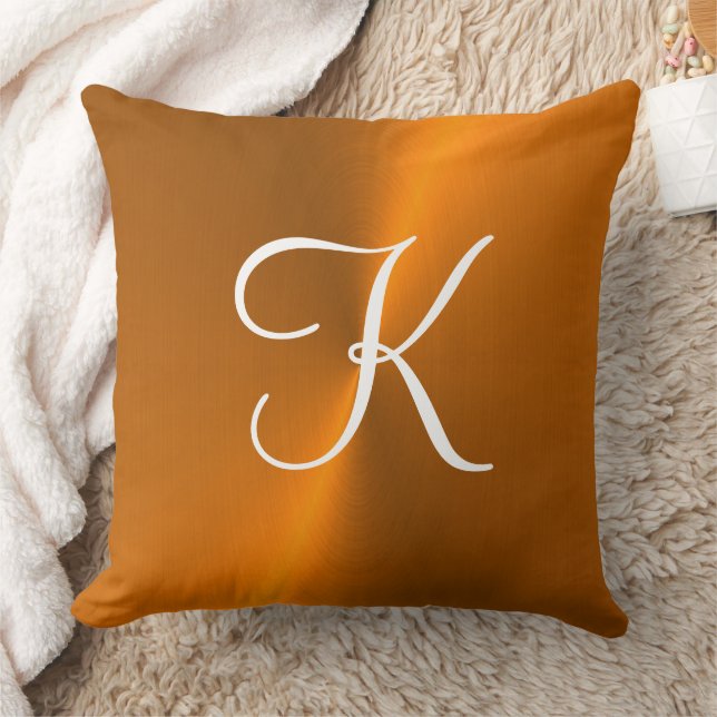 Bronze shiny faux metal monogram cushion (Blanket)