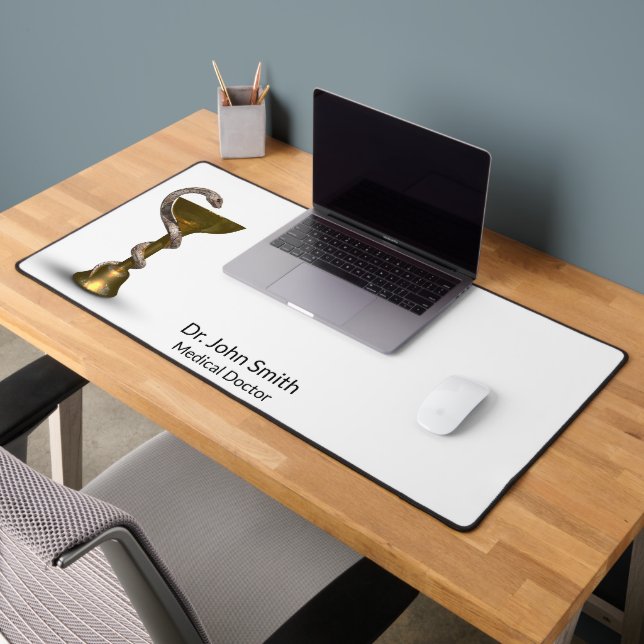 Bronze Snake Medical Bowl Hygieia White Caduceus Desk Mat (Office 2)