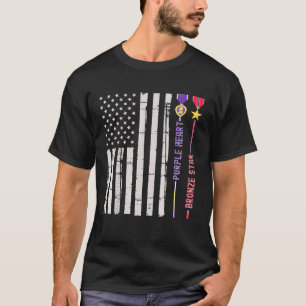 Bronze Star Purple Heart Medal Award Us Flag Veter T-Shirt