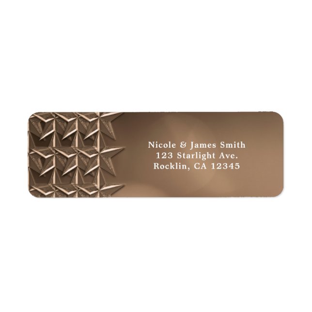 Bronze Stars & Elegant Bokeh Lights Invitation Return Address Label (Front)