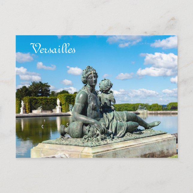 Bronze statue in the garden of Versailles castle Postcard (Front)