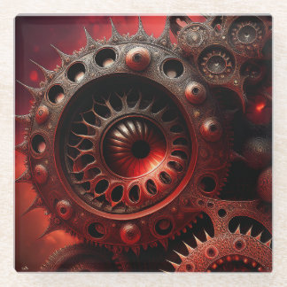 Bronze Steampunk Mandelbrot Fractal Glass Coaster