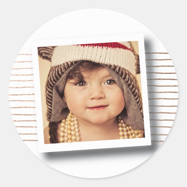 Bronze Stripes Christmas Photo Frame Sticker (Front)