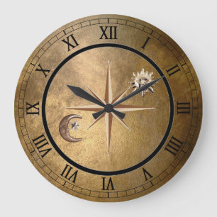 bronze sun and moon wall clock
