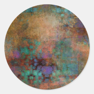 Bronze, Teal, Purple Abstract Classic Round Sticker