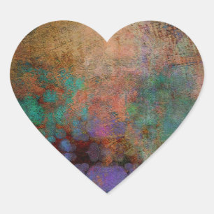 Bronze, Teal, Purple Abstract Heart Sticker