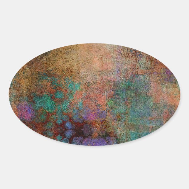 Bronze, Teal, Purple Abstract Oval Sticker (Front)