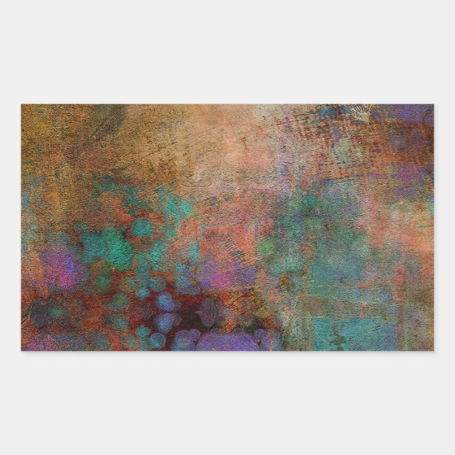 Bronze, Teal, Purple Abstract Rectangular Sticker (Front)