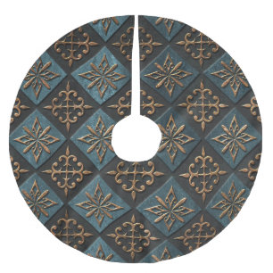 Bronze texture with carving pattern. brushed polyester tree skirt