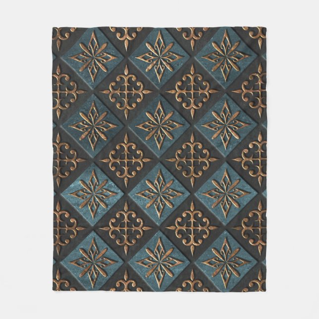Bronze texture with carving pattern. fleece blanket (Front)
