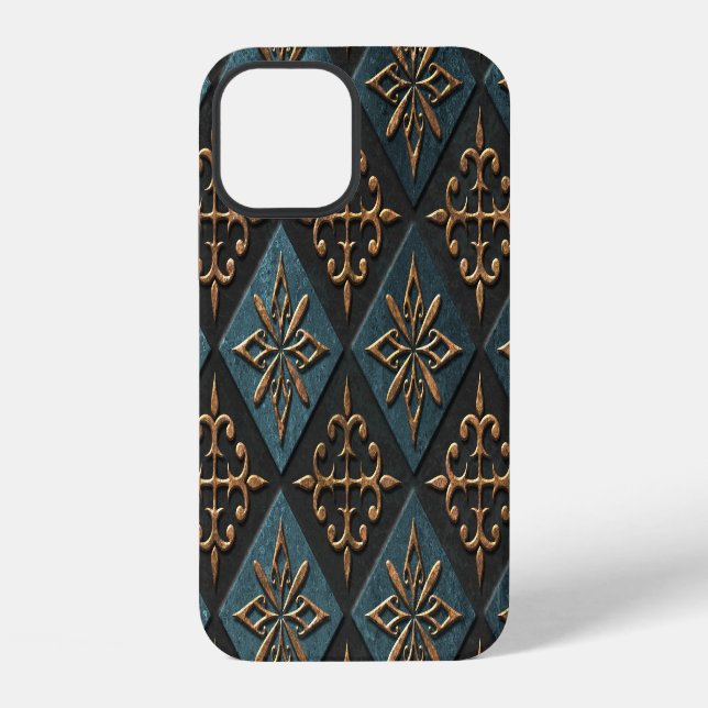 Bronze texture with carving pattern. iPhone case (Back)
