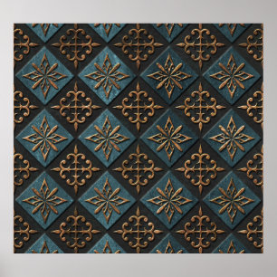 Bronze texture with carving pattern. poster