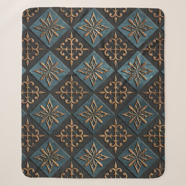Bronze texture with carving pattern. sherpa blanket (Front)