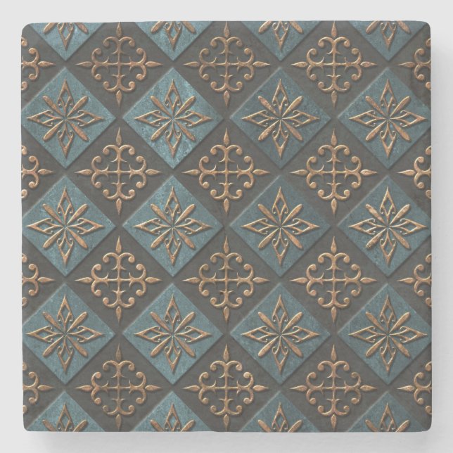 Bronze texture with carving pattern. stone coaster (Front)