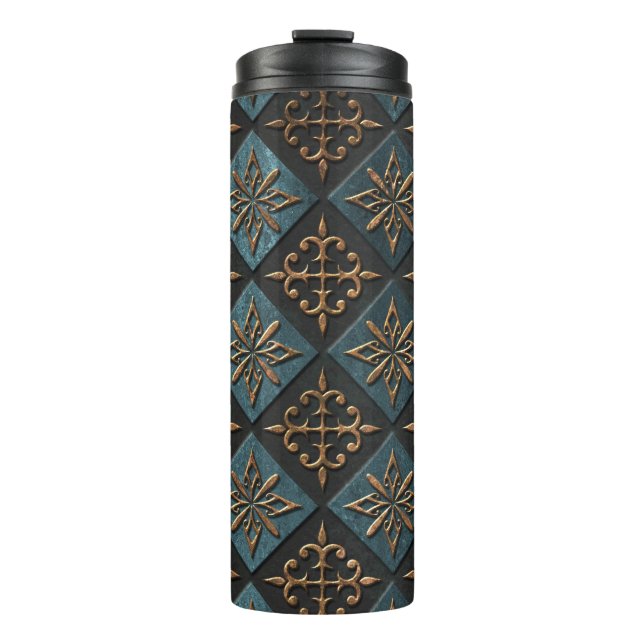 Bronze texture with carving pattern. thermal tumbler (Front)