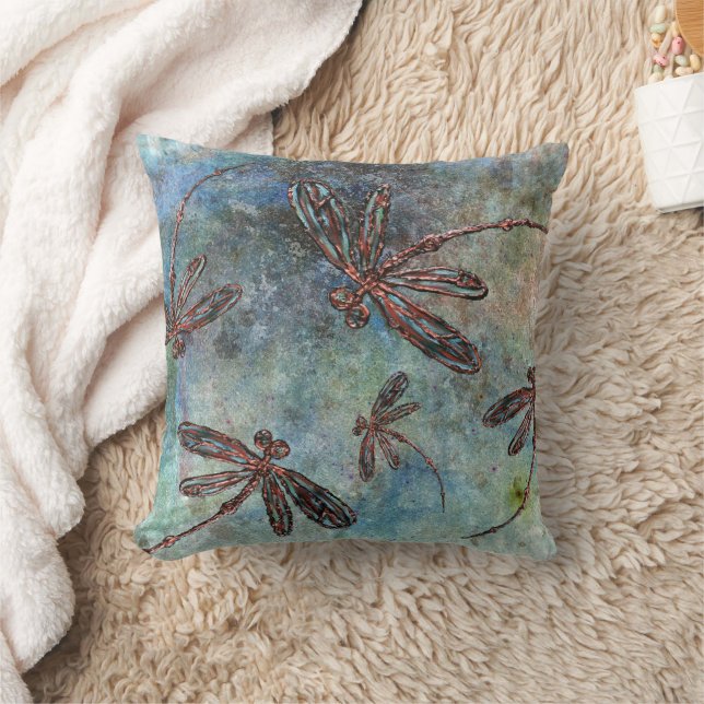 Bronze Tipped Dragonflies Magic Sky Cushion (Blanket)