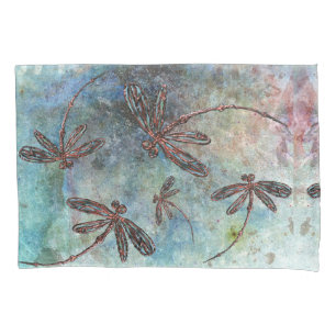 Bronze Tipped Dragonflies on a Starry Sky Pillowcase