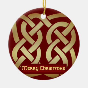 Bronze Tone Celtic Knot Ceramic Ornament