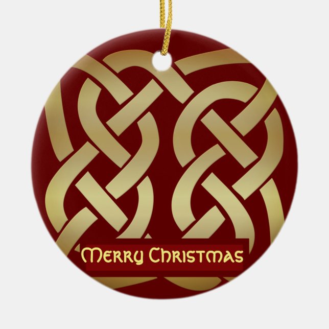 Bronze Tone Celtic Knot Ceramic Ornament (Front)