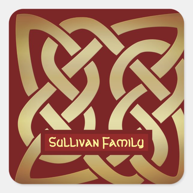 Bronze Tone Celtic Knot Square Sticker (Front)