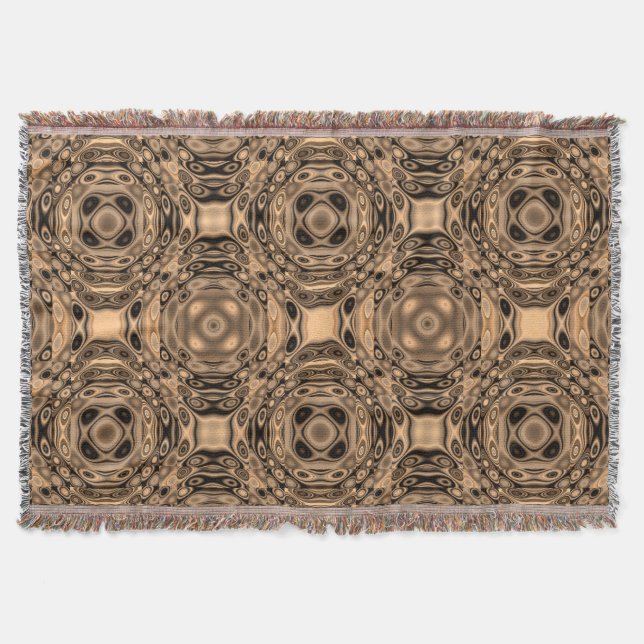 Bronze Tone Geometric Abstract Throw Blanket (Front)
