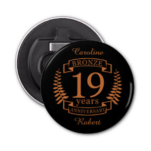 Bronze traditional wedding anniversary 19 years bottle opener