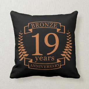 Bronze traditional wedding anniversary 19 years cushion