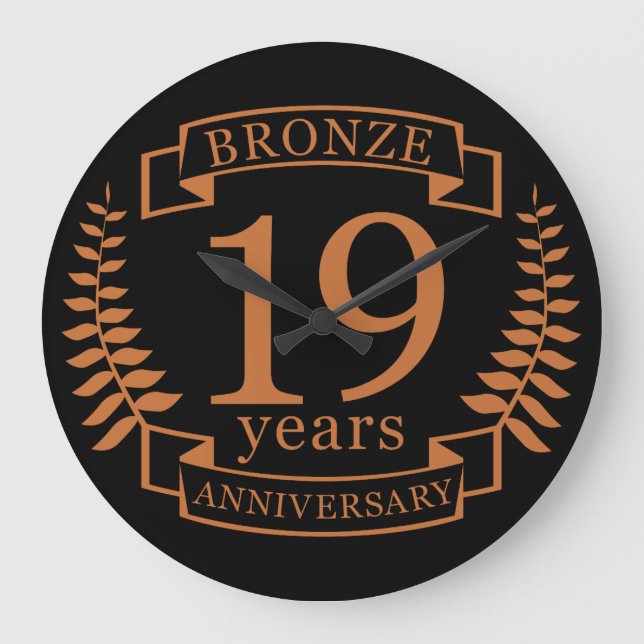 Bronze traditional wedding anniversary 19 years large clock (Front)