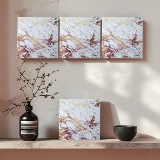 Bronze Veined White Marble ID1182c Ceramic Tile