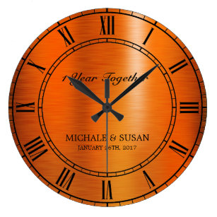 Bronze Wedding Anniversary (Personalize) Large Clock