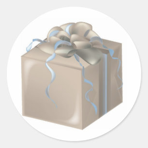 Bronze Wedding Present with Bow Classic Round Sticker